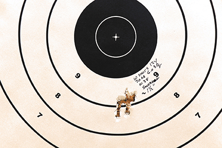 10 rounds, 38 Special black powder roundball loads in 1½ inches at 12 yards off a sandbag.